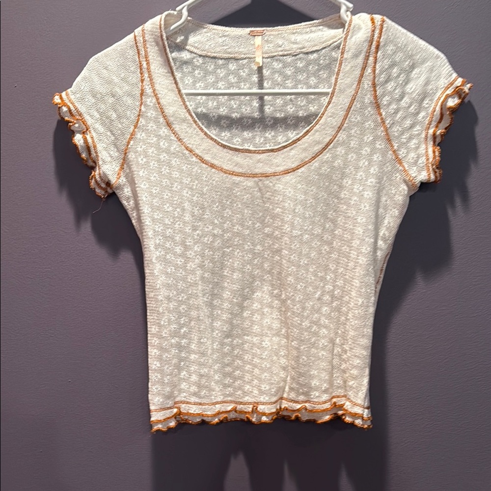 Free people White and Orange Top